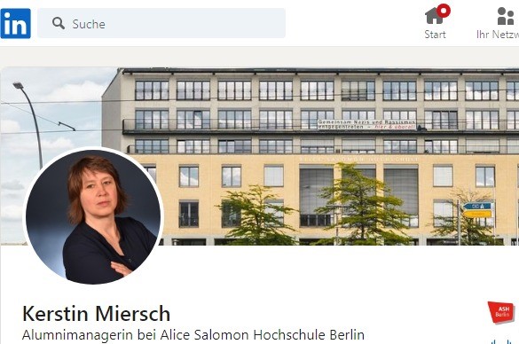Bild zeigt das Hochschulgebäude und ein Bild von Frau Miersch